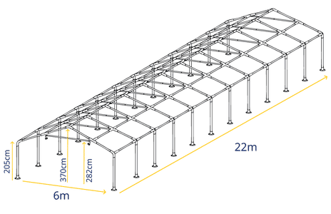 6m x 22m Marquee Frame Specifications – Detailed Frame Structure for Garden Marquees and Party Tents