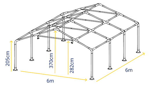 6m x 6m Marquee Frame Specifications – Detailed Frame Structure for Garden Marquees and Party Tents