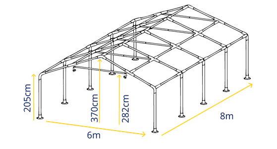 6m x 8m Marquee Frame Specifications – Detailed Frame Structure for Garden Marquees and Party Tents