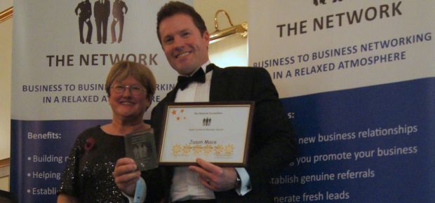 Jason Mace accepting the Business Person of the Year Award at South Yorkshire Business Awards