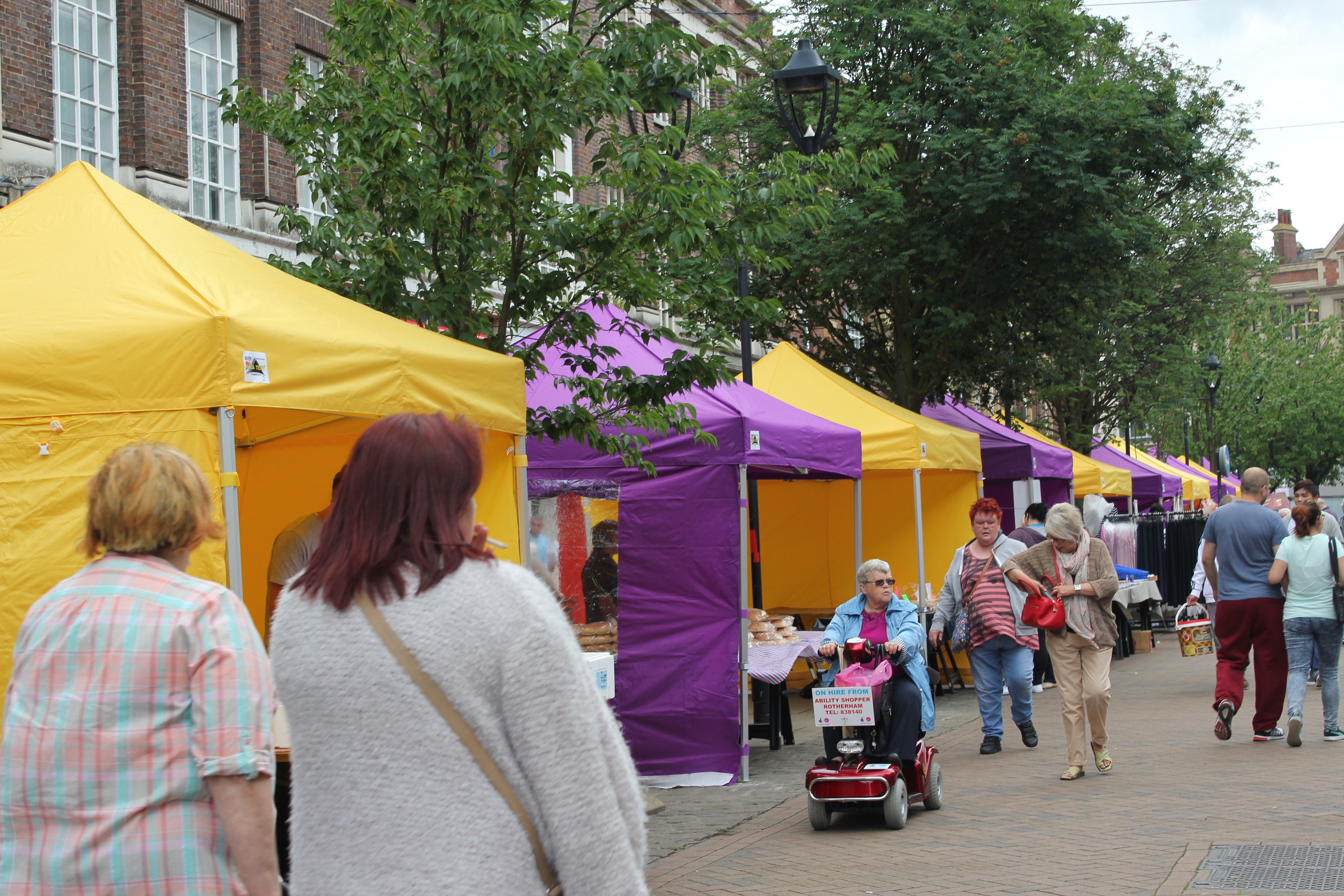Rotherham Market now has 95 Gala Tent pop up gazebos. 