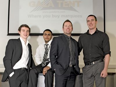 Jason Mace with a group of young entrepreneurs