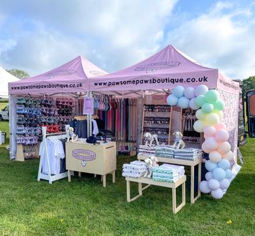 Custom printed gazebo canopy and sidewalls for Pawesome Paws