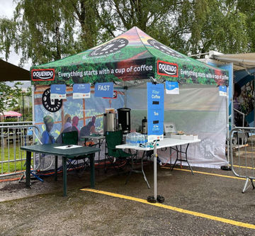 Custom printed gazebo with single sided walls