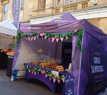 Custom printed purple market stall gazebo