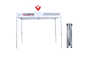 Printed gazebo with a logo on the canopy