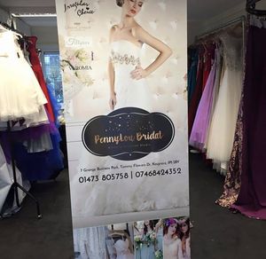Roller banner in use