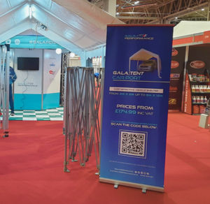 Roller banner in use