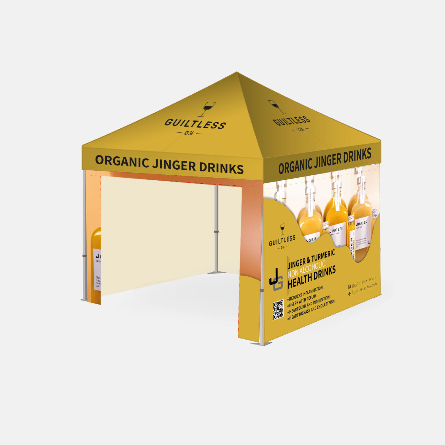 11347 - 3m x 3m Pro 50 Printed Gazebo Bundle w/ Canopy + 4 walls