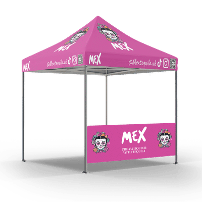 3m x 3m Pro 40 Printed Gazebo Bundle w/ Canopy + half wall + Strth Bar