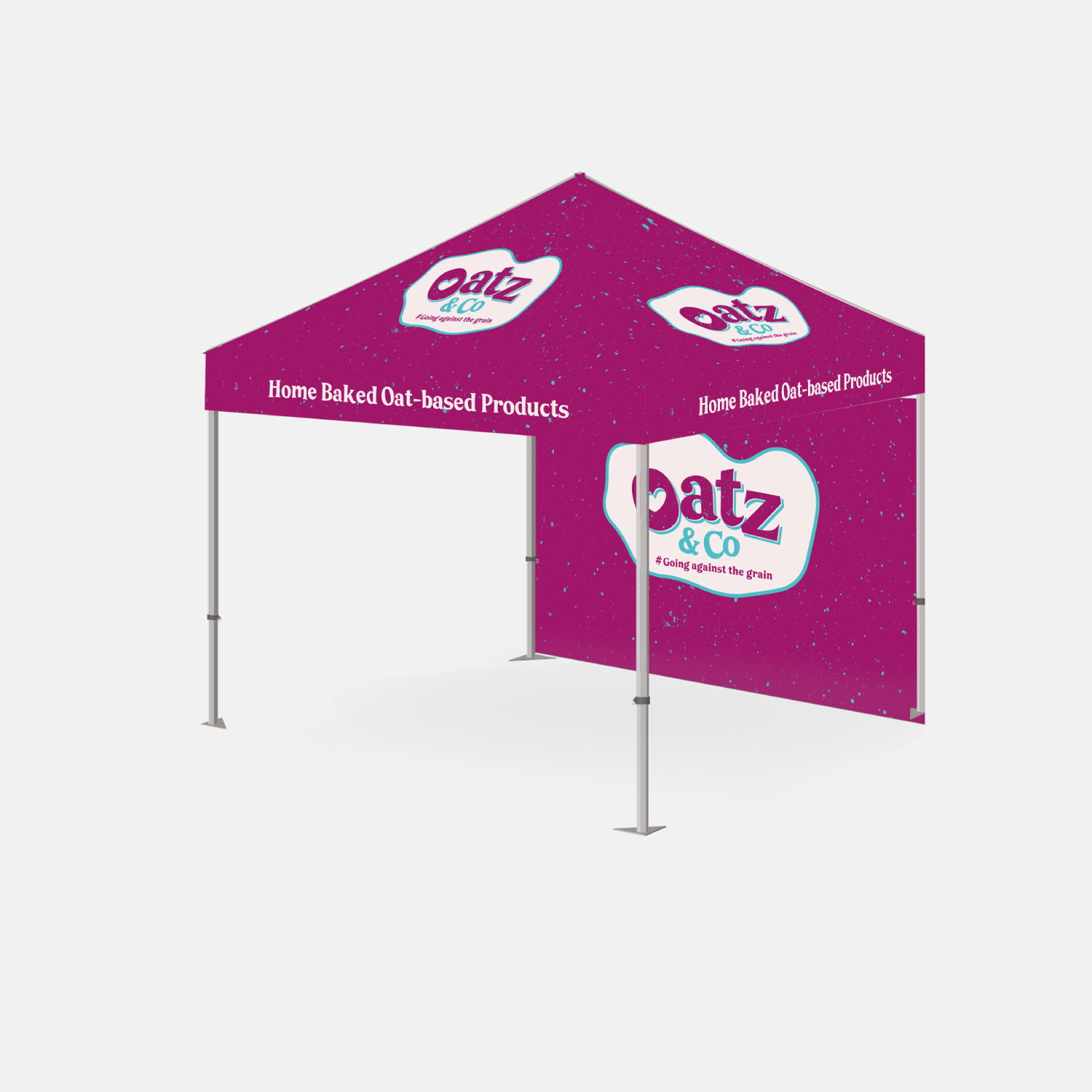 13112 - 3m x 3m 40 Printed Gazebo Bundle w/ Canopy + 1 Wall