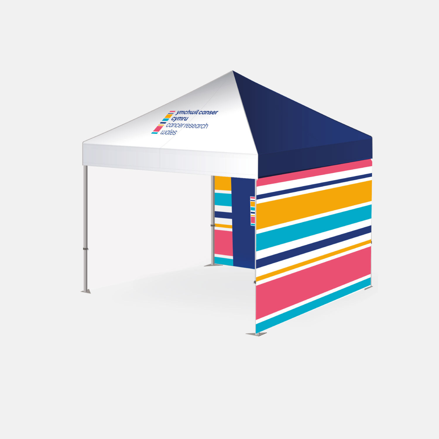 13113 - 3m x 3m Pro 40 Printed Gazebo Bundle w/ Canopy + 3 Walls (1 x Double)