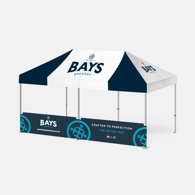 3m x 6m MX Printed Gazebo Bundle w/ Canopy + half wall + Strth Bar